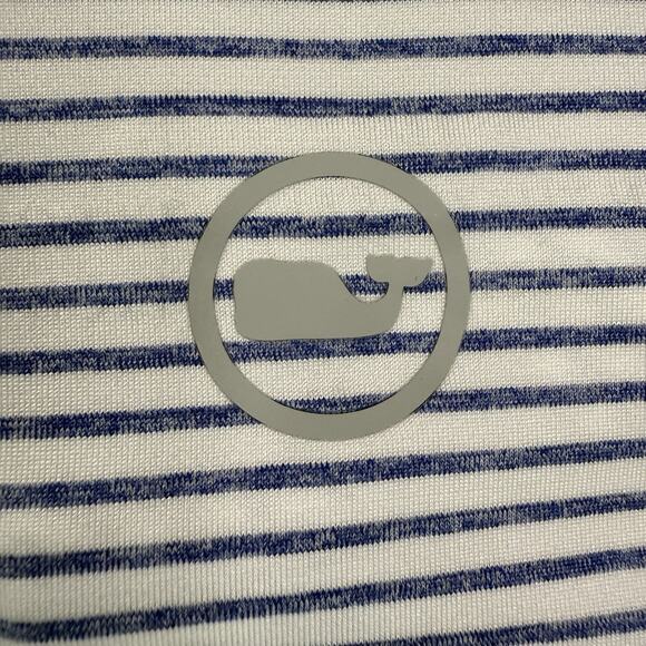 Vineyard Vines Polo Shirt Men’s M Gray Blue Stripe On-The-Go Sankaty Performance - Picture 11 of 11